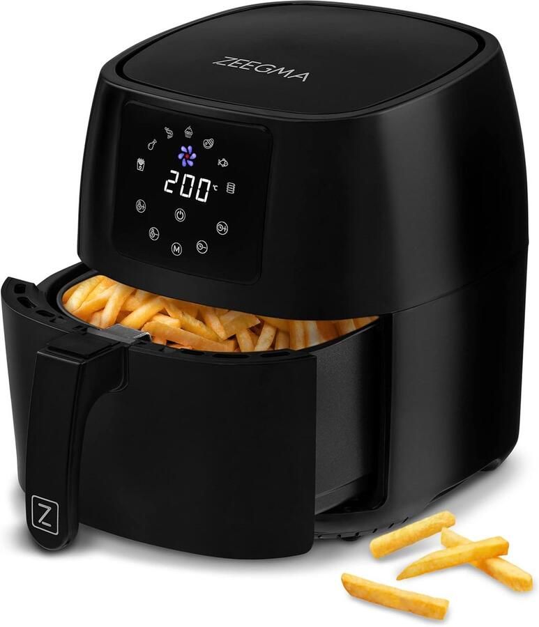 Heteluchtfriteuse Airfryer Frituurpan Gezond Koken 8 Programma's 4.5 Liter Zwart