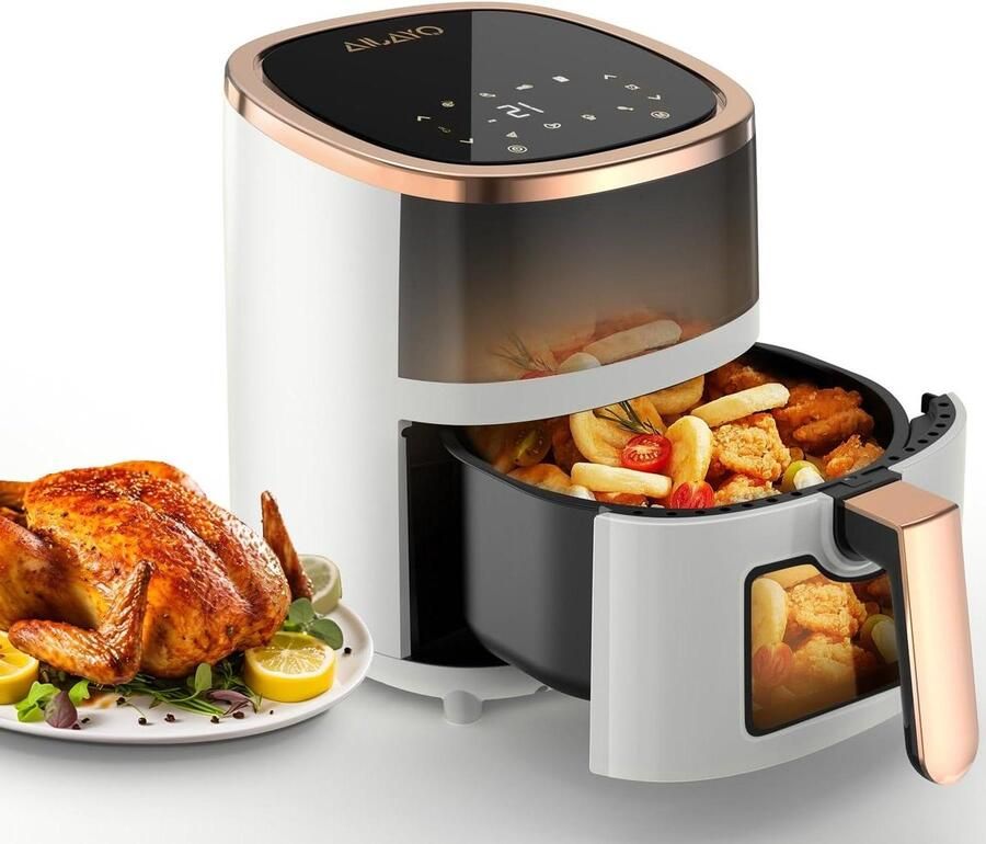 Heteluchtfriteuse Airfryer Frituurpan Gezond Koken 8 Programma's Digitaal 6 Liter Wit