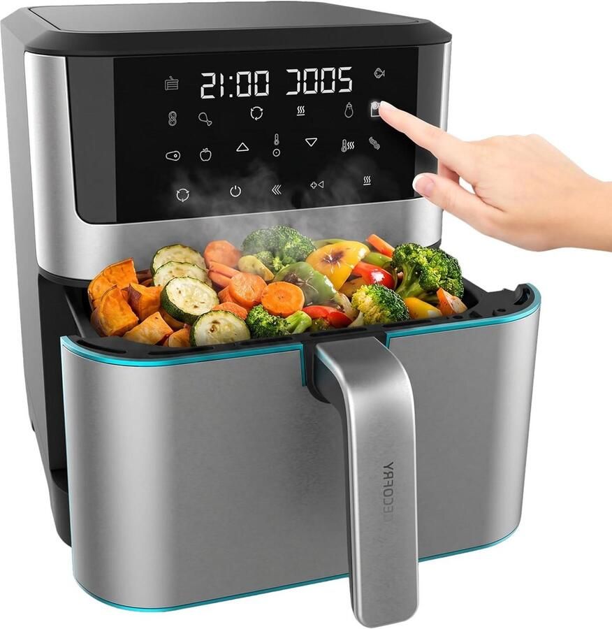 Heteluchtfriteuse Airfryer Frituurpan Gezond Koken Extra Grote Mand 8 Liter Roestvrij Staal