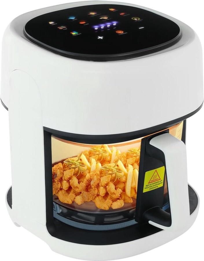 Heteluchtfriteuse Airfryer Frituurpan Gezond Koken Glazen Bakmand 33 Liter Zwart Wit