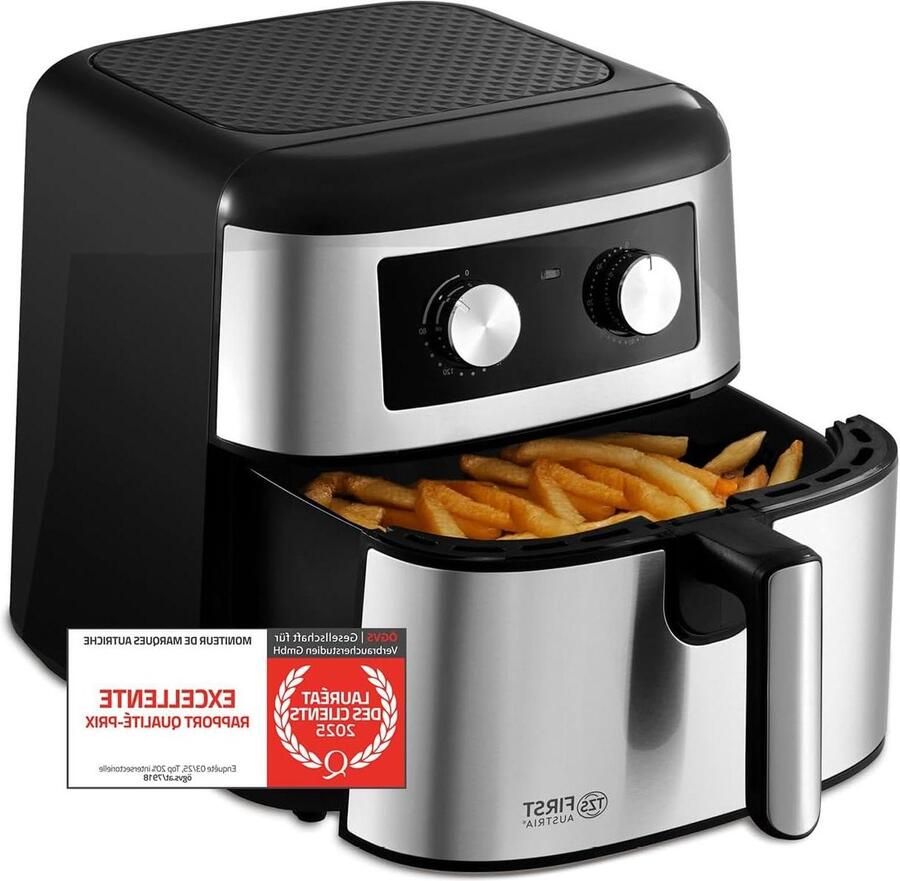 Heteluchtfriteuse Airfryer Frituurpan Gezond Koken Groot Volume 8 Liter Zwart