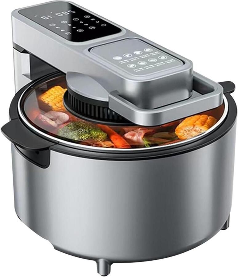 Heteluchtfriteuse Airfryer Frituurpan Gezond Koken Visueel Venster 8L Grijs