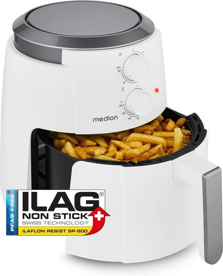 Heteluchtfriteuse Airfryer Frituurpan Olievrij Koken 360 Graden Warmte 47 Liter Capaciteit Wit