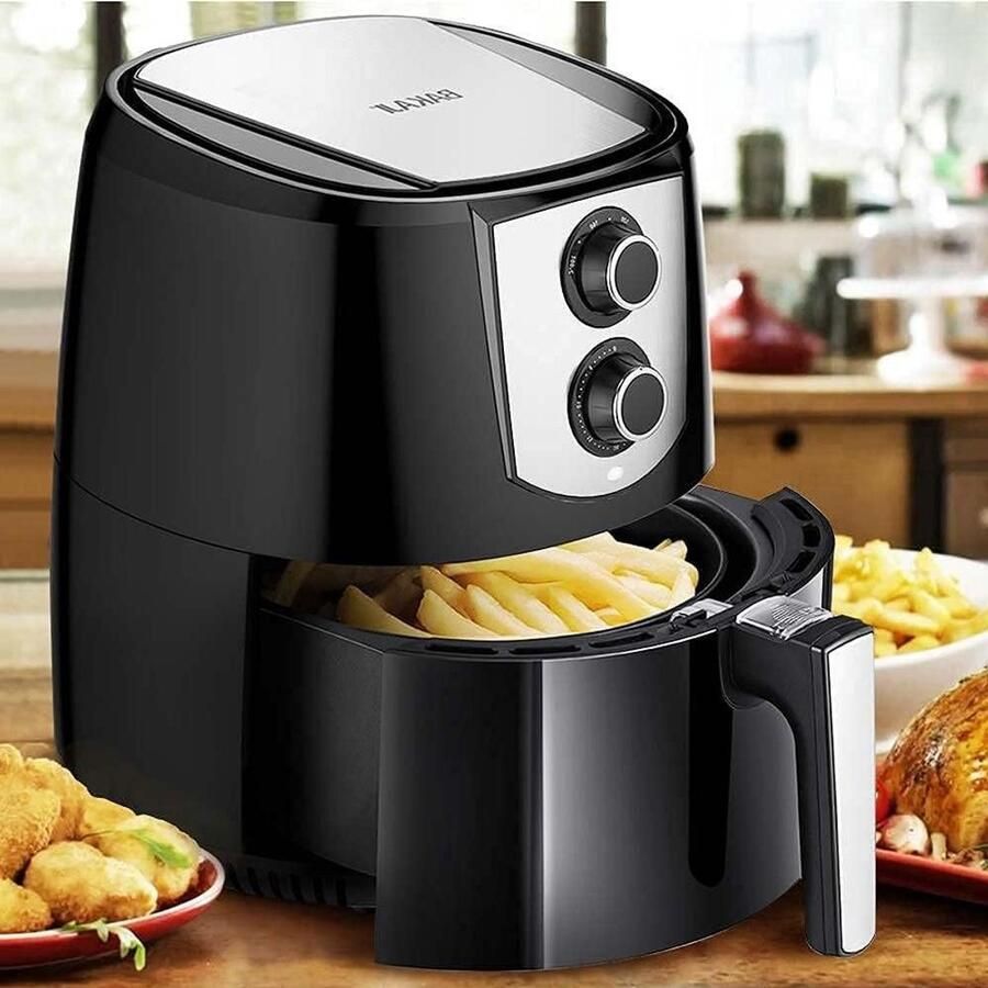 Heteluchtfriteuse Airfryer Frituurpan Gezond Frituren 360 Graden Luchtcirculatie 52 Liter Zwart