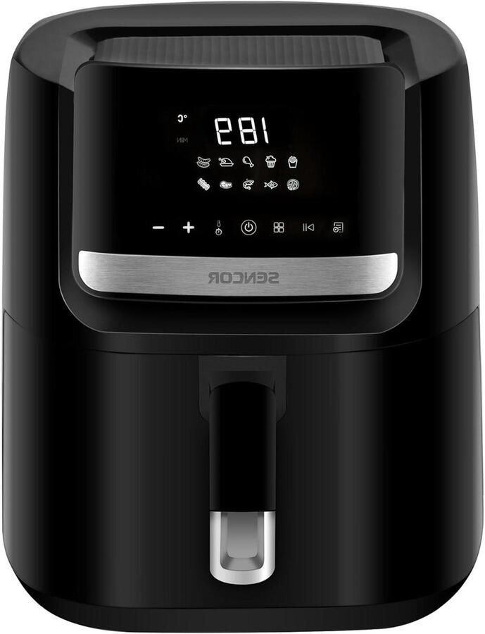 Heteluchtfriteuse Airfryer Gezond Frituren Groot 6.5L Bakje 1600 Watt Zwart