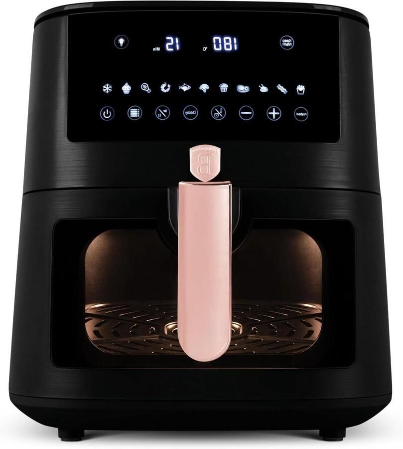 Heteluchtfriteuse Airfryer Gezond Frituren Grote Capaciteit 8 Liter Zwart Roze
