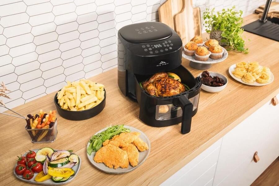 Heteluchtfriteuse Airfryer Gezond Frituren Met Kijkvenster 43 Liter Zwart