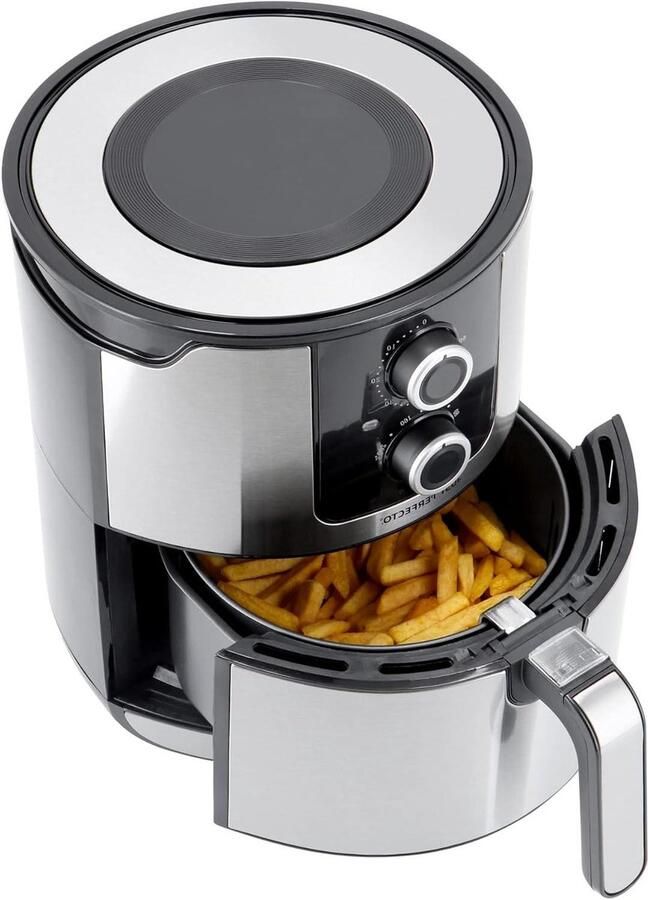Heteluchtfriteuse Airfryer Gezond Frituren Roestvrij Staal 4 Liter Zilver