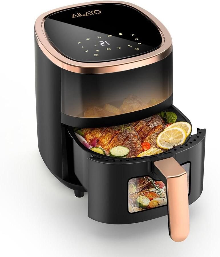 Heteluchtfriteuse Airfryer Gezond Koken 8 Programma's 6 Liter Zwart