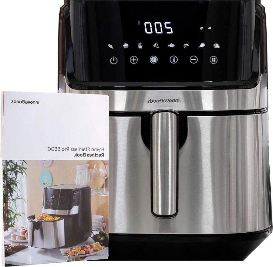 Heteluchtfriteuse Airfryer Gezond Koken Digitale Touchscreen 55 Liter Zwart Roestvrij Staal