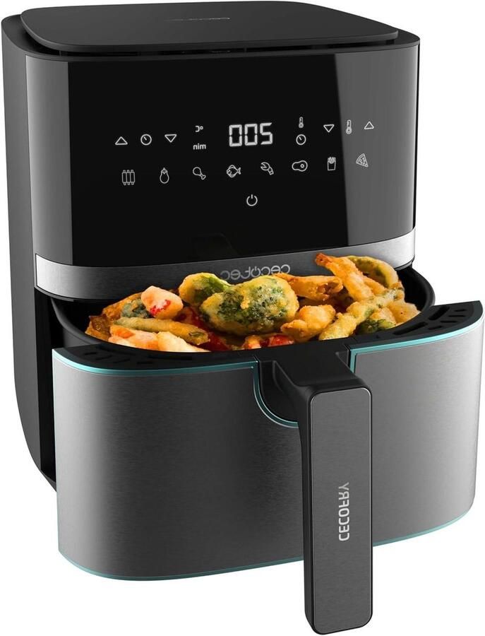Heteluchtfriteuse Airfryer Gezond Koken PerfectCook Technologie 55 L Inhoud Zwart Roestvrij Staal