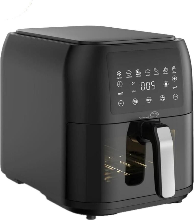 Heteluchtfriteuse Airfryer Gezond Koken PFAS Vrij 8 Liter Zwart