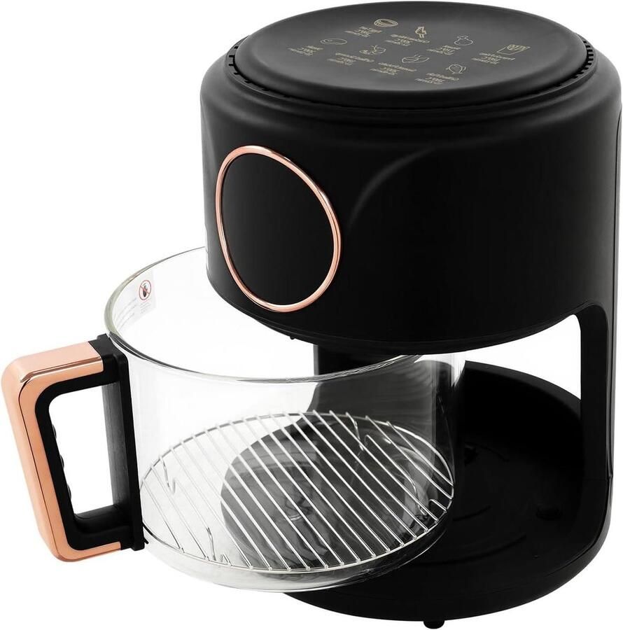 Heteluchtfriteuse Airfryer Gezond Koken Zichtbare Glazen Mand 42 Liter Zwart