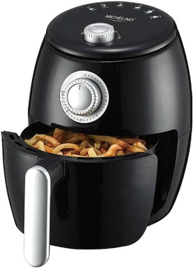 Heteluchtfriteuse Airfryer Keukenapparaat Vetarm Frituren Traploze Temperatuurregeling 2 Liter Inhoud Zwart
