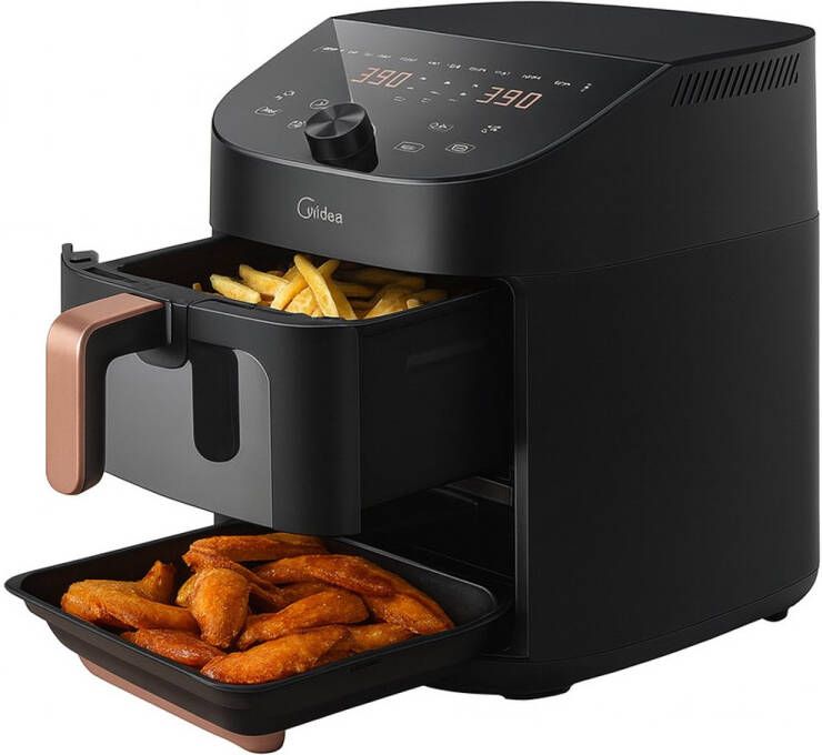 Heteluchtfriteuse – Airfryer – Luchtkoker Friteuse Elektrische Airfryer Dubbele Lagen – Overlappend – Slimme Wifi – 11L – XL Capaciteit – Ruimtebesparend – Touch Display – Snelle Verwarming – Vetarm