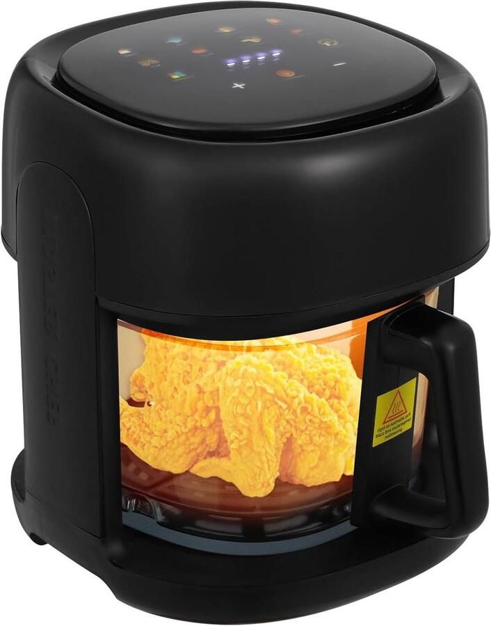 Heteluchtfriteuse Airfryer met venster Gezond Koken 8 Programma's 33 Liter Zwart