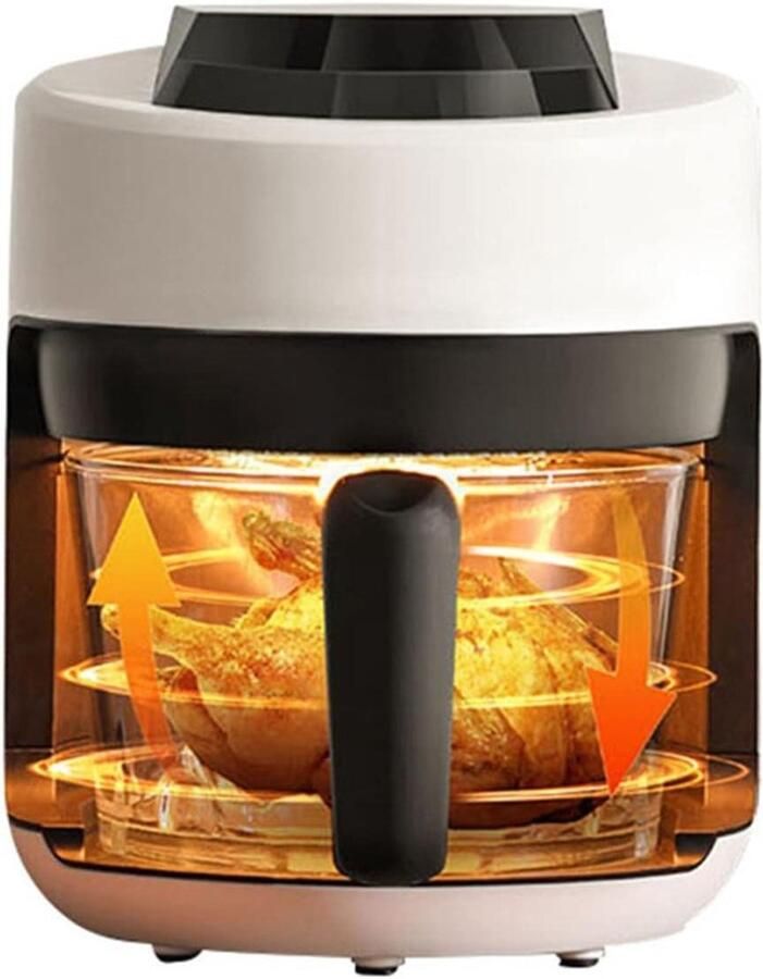 Heteluchtfriteuse Airfryer Mini Snelle maaltijden bereiden Visueel koken met glas 2.5 Liter Wit