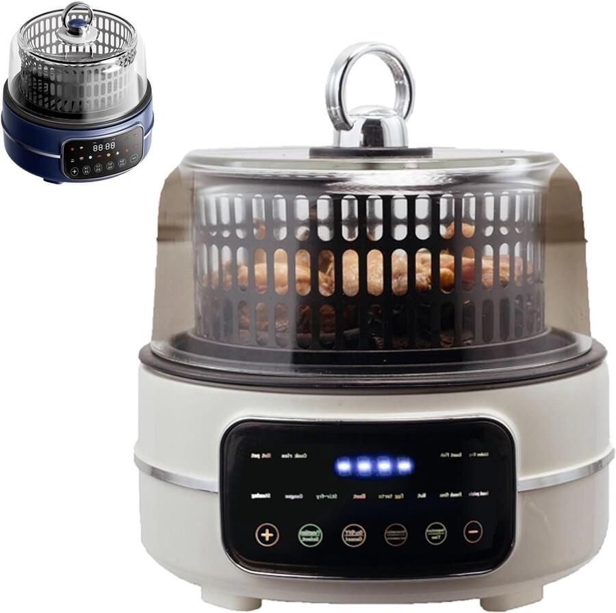 Heteluchtfriteuse Airfryer Multicooker Gezond Koken 360° Circulerende Verwarming 5 Liter Wit