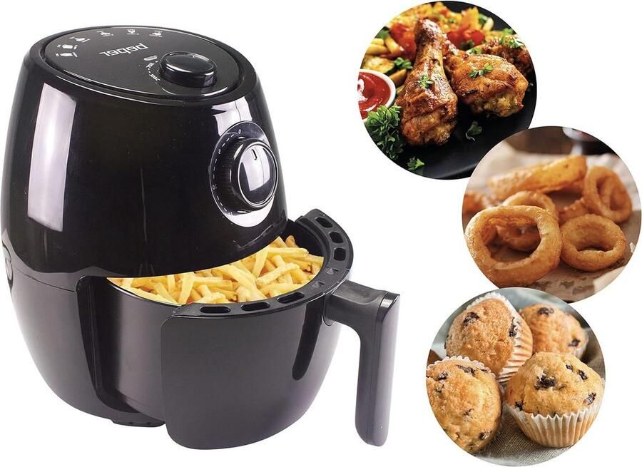 Heteluchtfriteuse Airfryer Olievrij Gezond Koken Instelbare Timer Temperatuur 2 Liter Zwart
