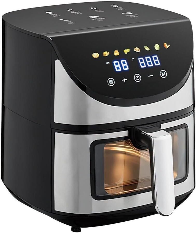 Heteluchtfriteuse Airfryer Olievrij Gezond Koken Met Kijkvenster 7 Liter Zwart