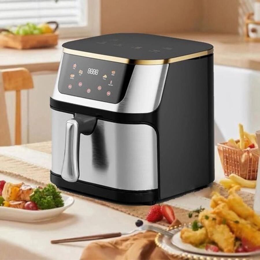 Heteluchtfriteuse – Airfryer Oven 12L 2000W Touch Display Airfryer Zonder Olie Kijkvenster RVS Hoge Temperatuur Zwart