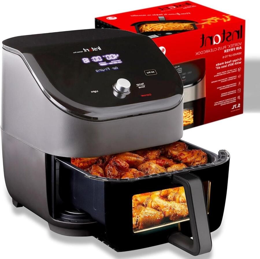 Heteluchtfriteuse Airfryer Oven Gezond Frituren ClearCook Kookvenster 6 Liter Zwart