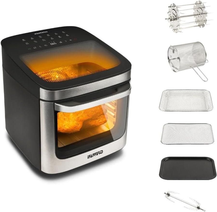 Heteluchtfriteuse Airfryer Oven Gezond Frituren Grote Capaciteit 13 Liter Zwart