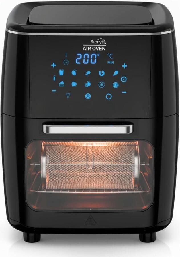 Heteluchtfriteuse Airfryer Oven Gezond Koken 10 Programma's 12 Liter Capaciteit Zwart