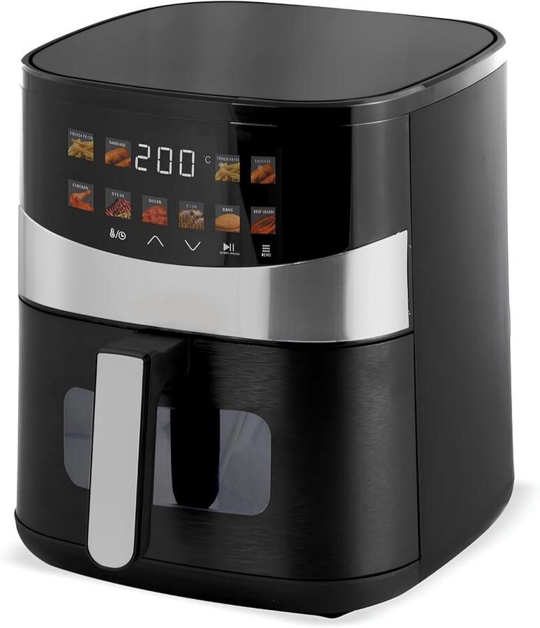 Heteluchtfriteuse Airfryer Oven Gezond Koken 10 Voorgeprogrammeerde Functies 6 Liter Zwart Antraciet