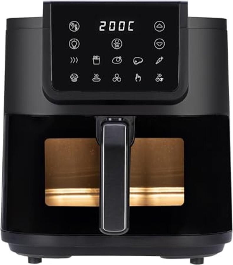 Heteluchtfriteuse Airfryer Oven Gezond Koken Extra Diep Venster 8 Liter Zwart