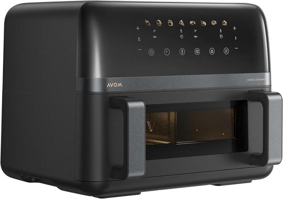 Heteluchtfriteuse Airfryer Oven Twee Gerechten Tegelijk Dubbele Zone Koken 9 Liter Capaciteit Zwart