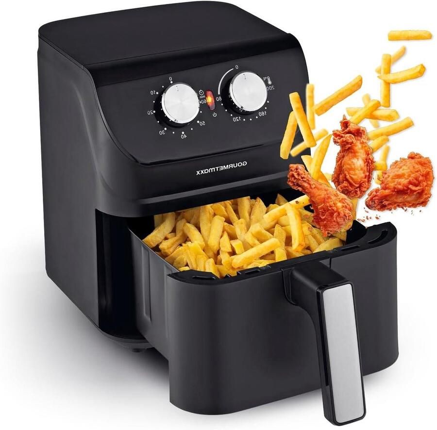 Heteluchtfriteuse Airfryer Oven Vetarm Koken 3-in-1 Multifunctioneel 4 liter Mat Zwart