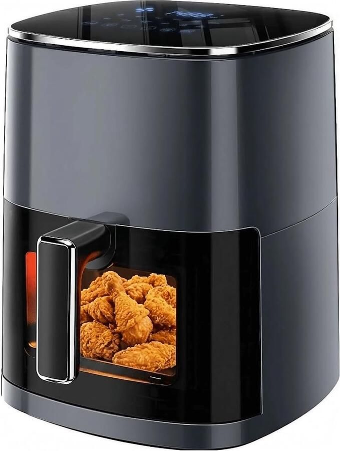 Heteluchtfriteuse Airfryer Vierkant Gezond Koken Doorzichtig Venster 6.34 Liter Grijs