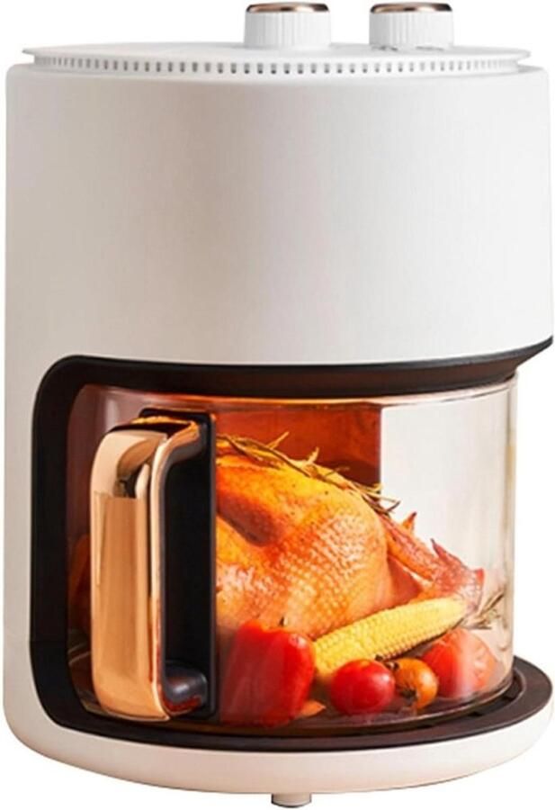 Heteluchtfriteuse Airfryer Visueel Glas Gezond Frituren Grote Capaciteit 5 Liter Wit