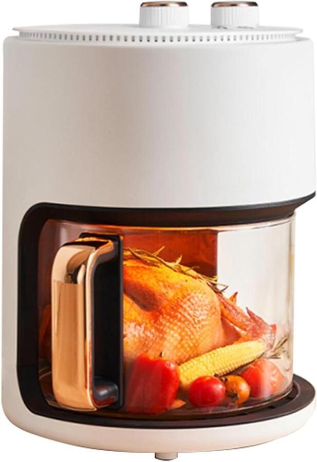 Heteluchtfriteuse Airfryer Visueel Glas Gezond Frituren Grote Capaciteit 5 Liter Wit