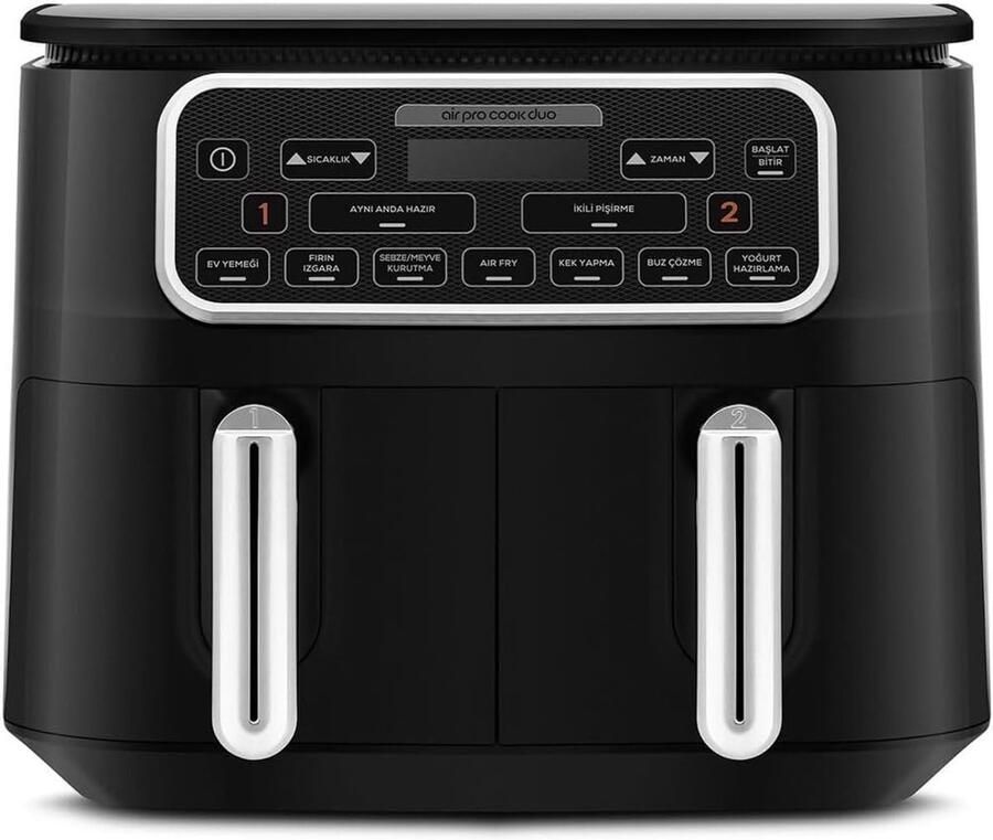 Heteluchtfriteuse Airfryer XL Gezond Koken Dubbele Lade Technologie 8 Liter Capaciteit Zwart Chroom