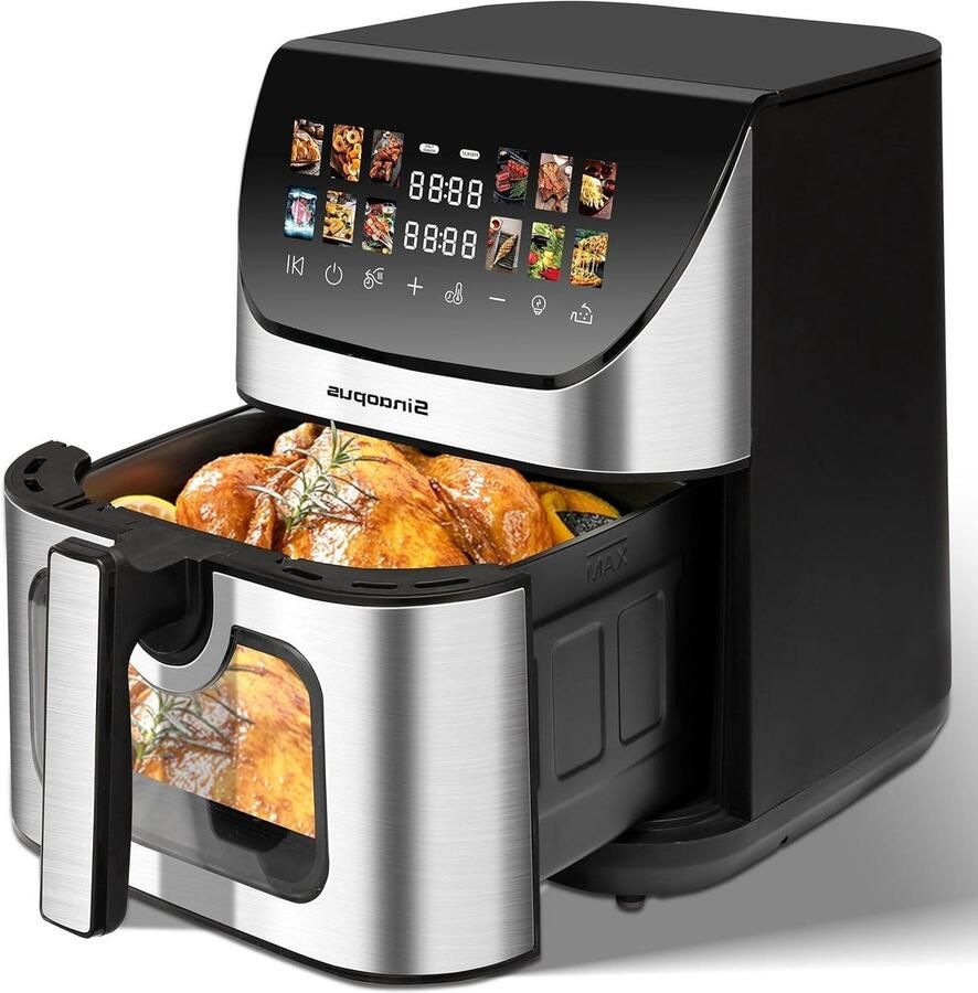 Heteluchtfriteuse Airfryer XXL Gezond Koken 8 Programma's 75 Liter Zwart
