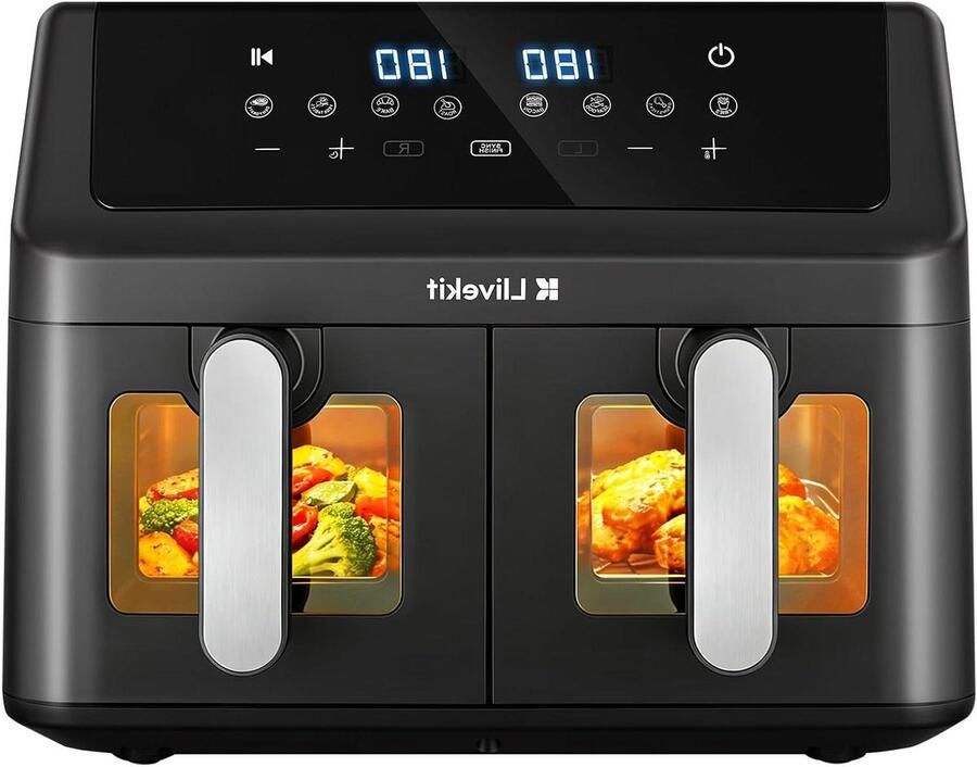 Heteluchtfriteuse Airfryer XXL Gezond Koken Dubbele Zone 9 Liter Zwart