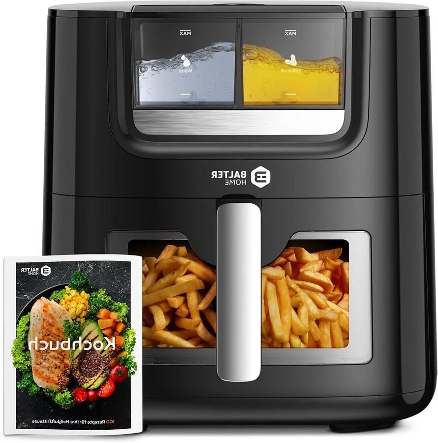 Heteluchtfriteuse Airfryer XXL Gezond Koken Olie en Waterspray 72 Liter Zwart