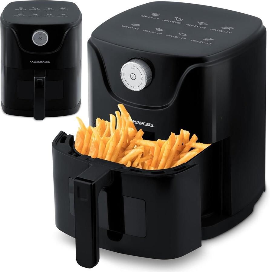 Heteluchtfriteuse Airfryer zonder olie Gezond eten Met kijkvenster 2.5 liter Zwart