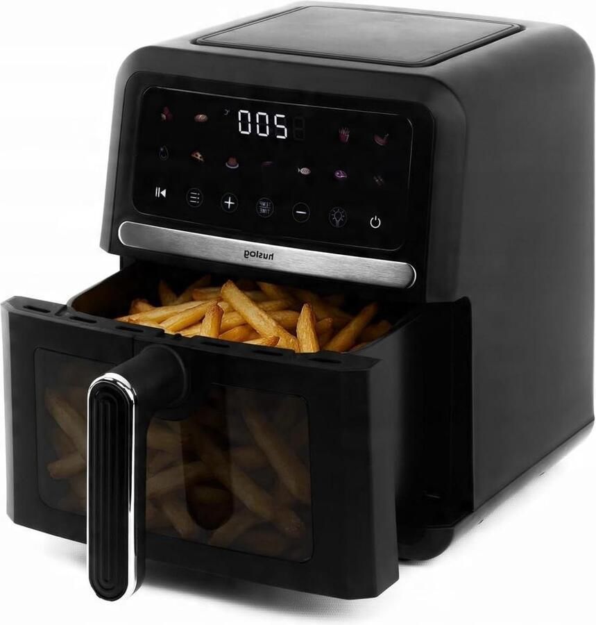Heteluchtfriteuse Airfryer Zonder Olie Gezond Frituren Kijkvenster met Verlichting 5 Liter Zwart
