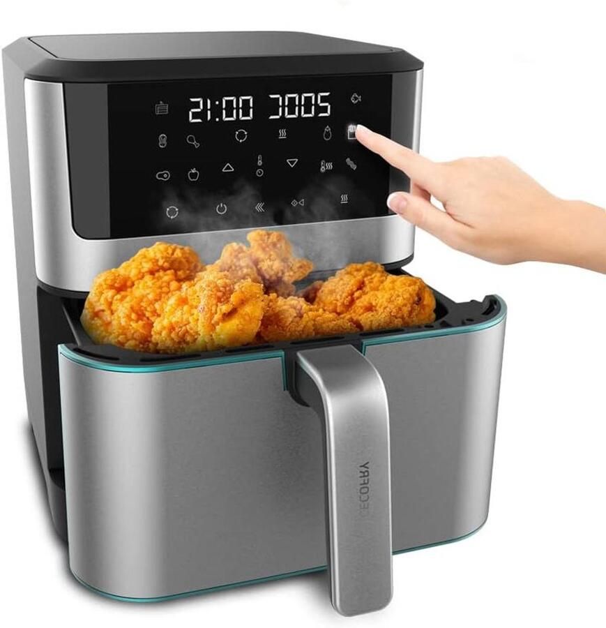 Heteluchtfriteuse Airfryer zonder olie Gezond Koken 10 Voorgeprogrammeerde Menu's 8 Liter Roestvrij Staal