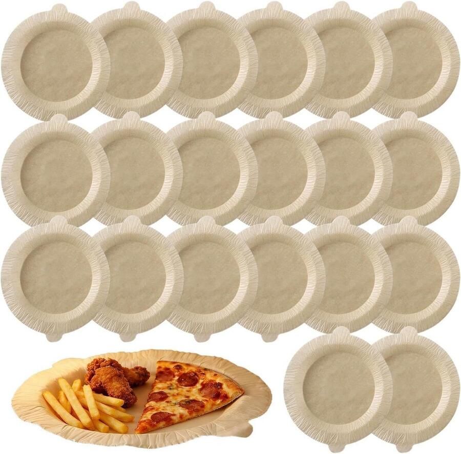 Heteluchtfriteuse Bakpapier Frituurmand Inzet Gemakkelijk Koken Anti-aanbak & Lekvrij 20 Stuks Rond Bruin