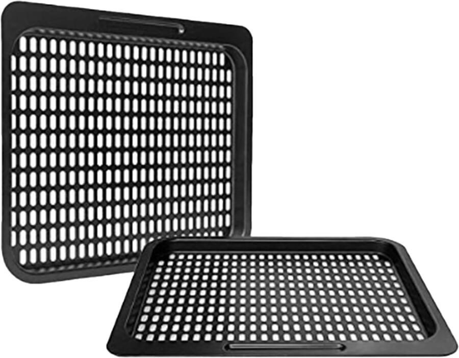 Heteluchtfriteuse Bakplaten Kookrekken Bakken en Grillen Dubbel Laags Ontwerp 26 x 23 cm Zwart