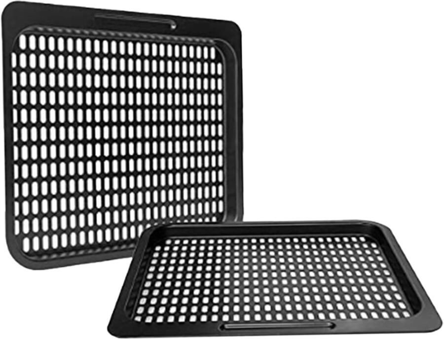 Heteluchtfriteuse Bakplaten Koolstofstaal Racks Bakken Koken Vaatwasserbestendig 26x23cm Zwart