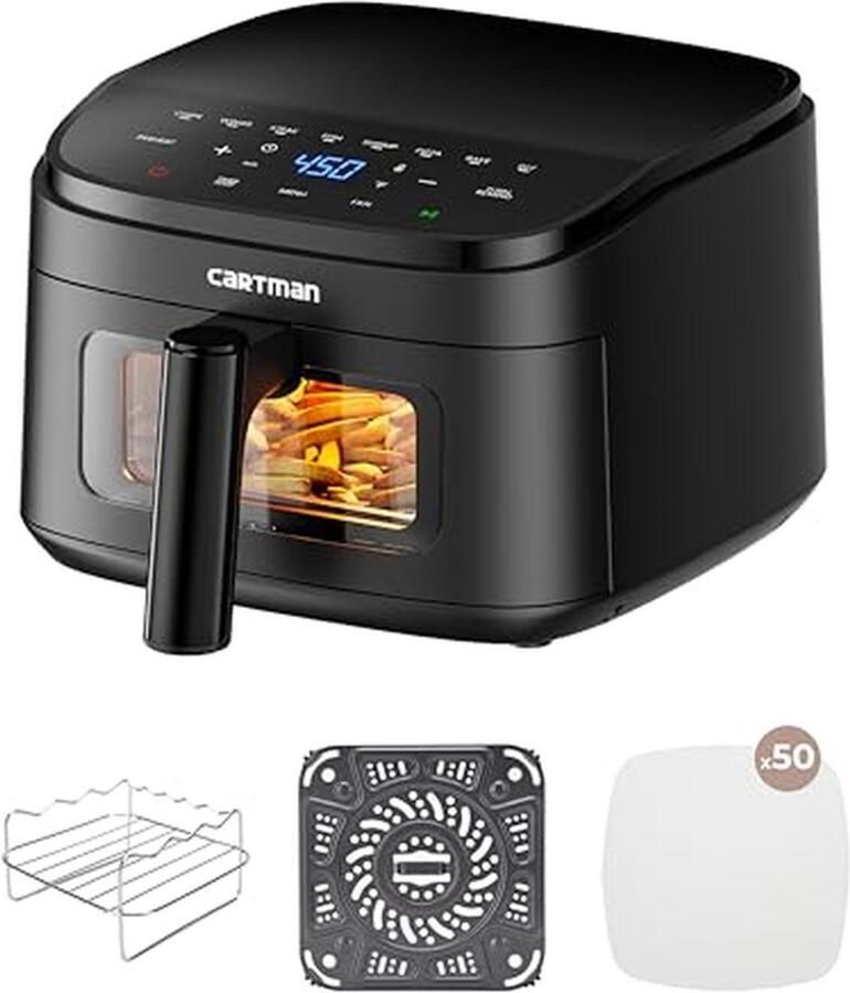 Heteluchtfriteuse Compacte airfryer Gezond Frituren Extreem plat design 38 Liter Zwart