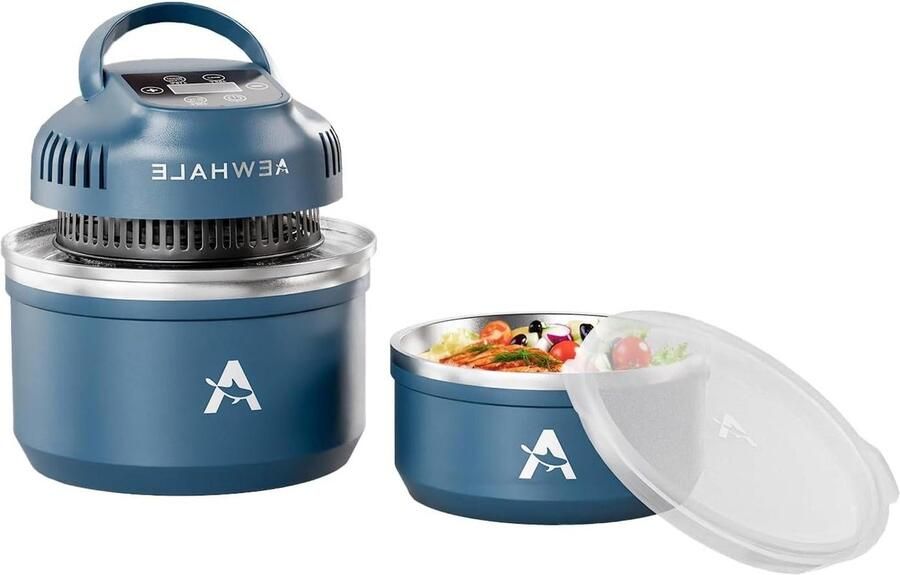 Heteluchtfriteuse Compacte friteuse Snel koken Dubbelwandig geïsoleerd 3.8 Liter Blauw
