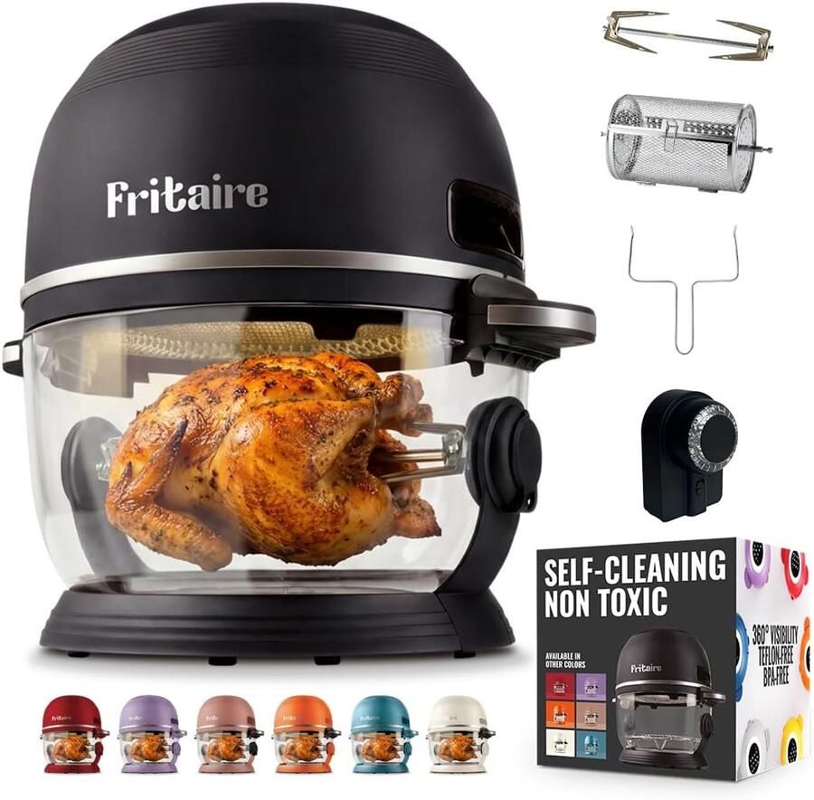 Heteluchtfriteuse Crispy Snacks Gezonder Koken Glazen Kom 48 Liter Zwart