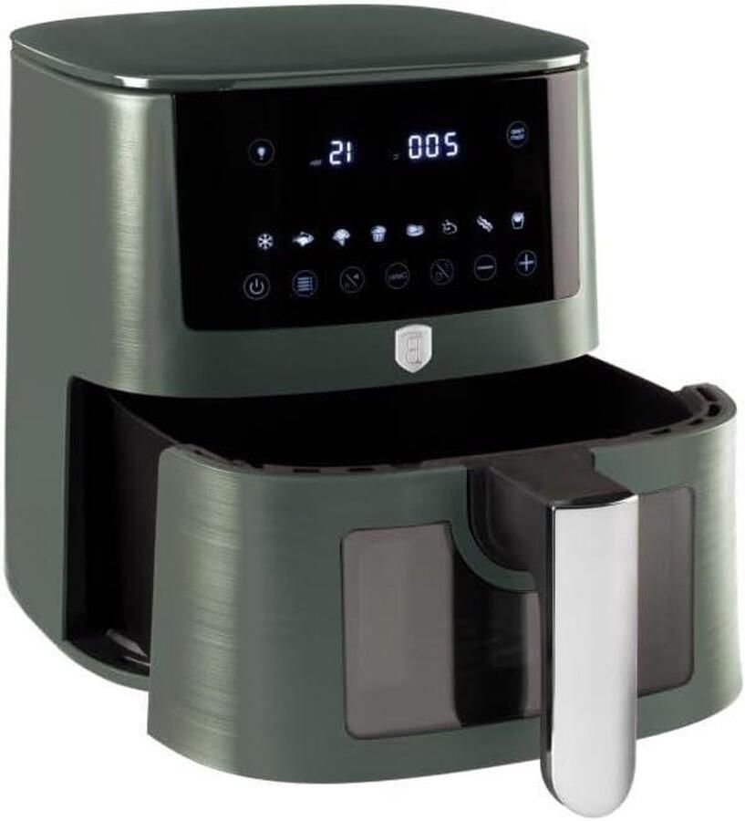 Heteluchtfriteuse Digitaal Airfryer XL Gezonde Maaltijden Bereiden XXL 8 Liter Inhoud 1650 Watt Matgroen