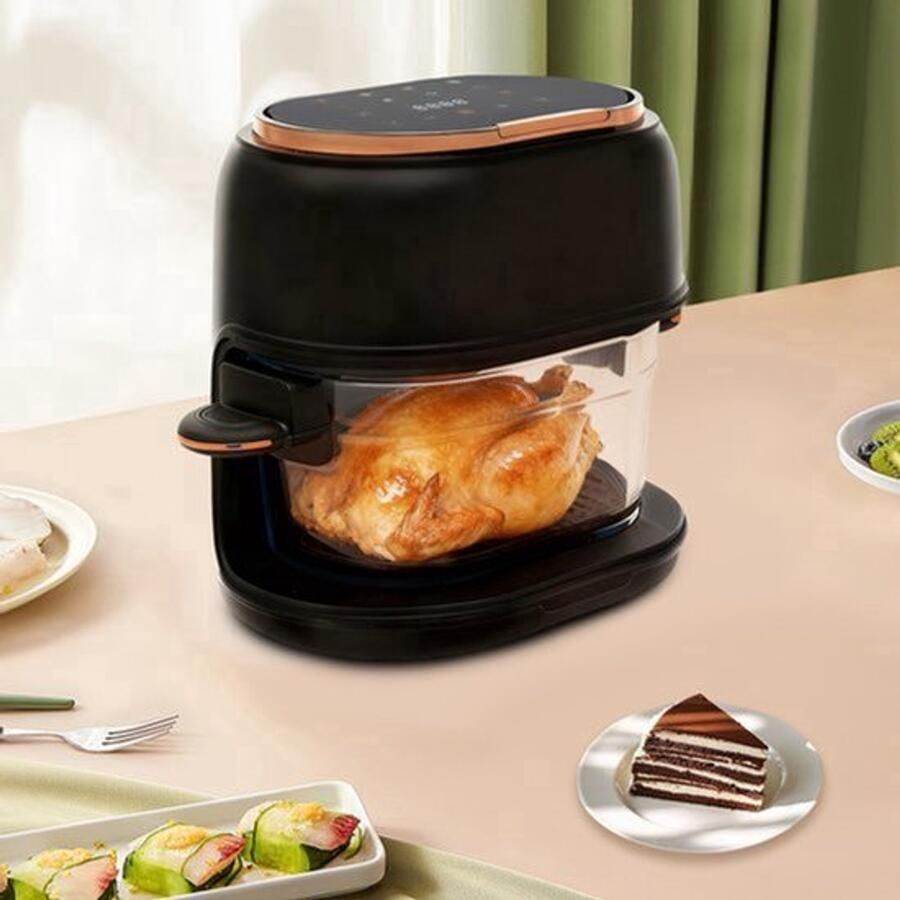Heteluchtfriteuse Digitale 4L 1350 W Vermogen Touchscreen Bediening Borosilicaatglas Mand Voor Gezond Koken